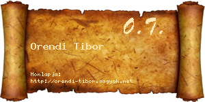 Orendi Tibor névjegykártya